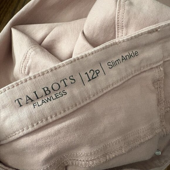 Talbots Petite Women 12P Rose Pink Denim Cotton Blend Flawless Slim Ankle Jeans - Picture 8 of 9